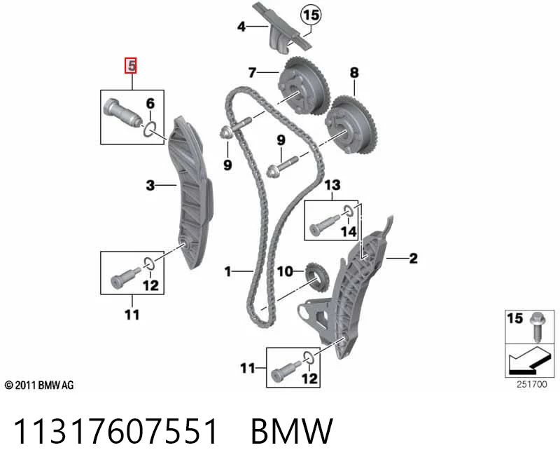11317607551 BMW Reguladora de tensão da cadeia do mecanismo de distribuição de gás