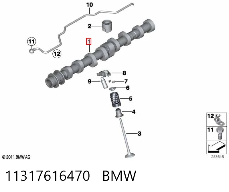 11317616470 BMW Árvore distribuidora de motor de escape