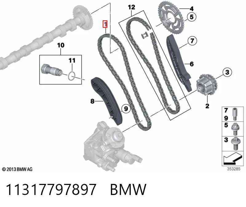 11317797897 BMW Cadeia superior do mecanismo de distribuição de gás