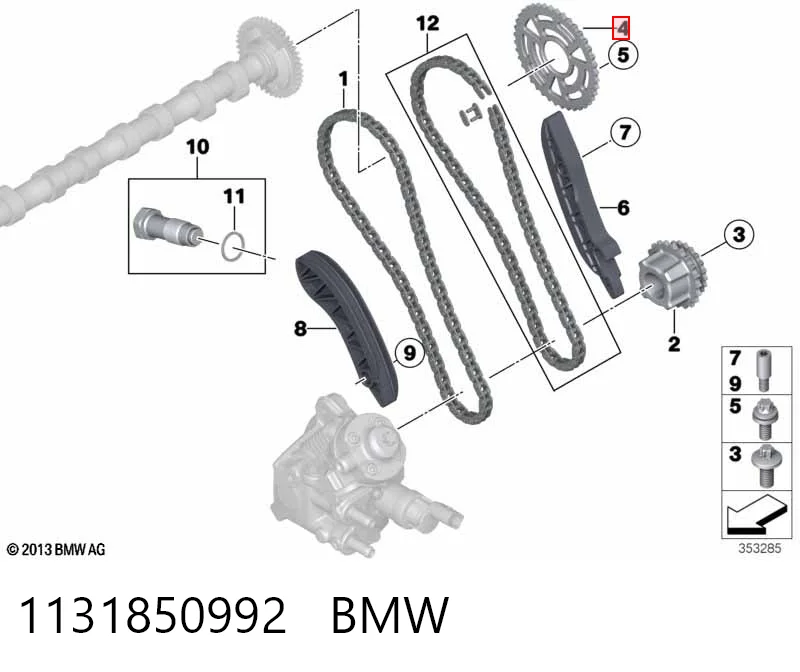 1131850992 BMW Engrenagem de cadeia da roda dentada da árvore distribuidora de motor