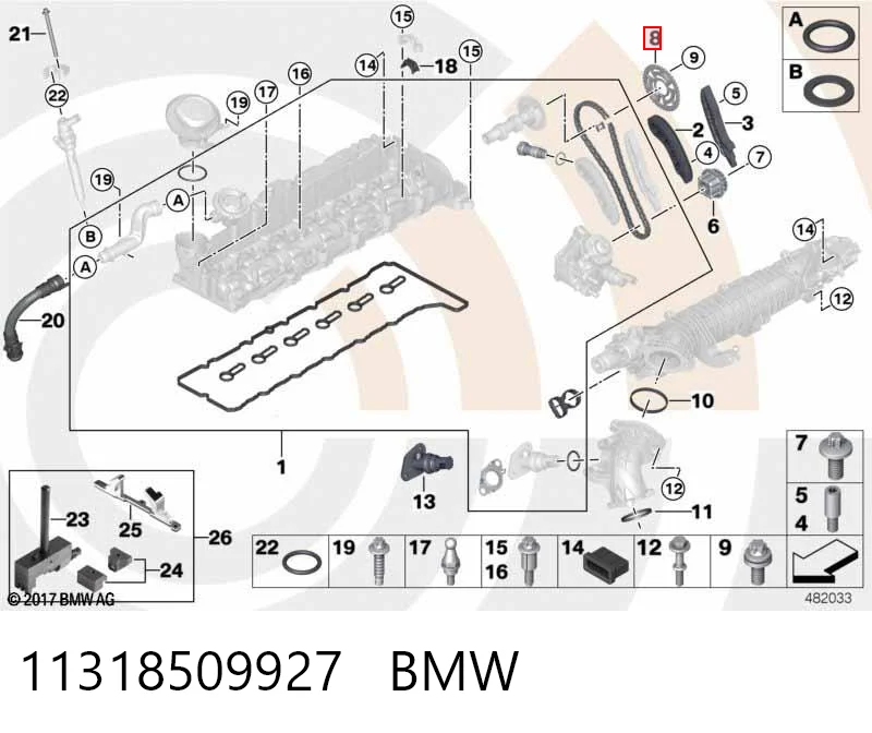 11318509927 BMW Engrenagem de cadeia da roda dentada da árvore distribuidora de motor