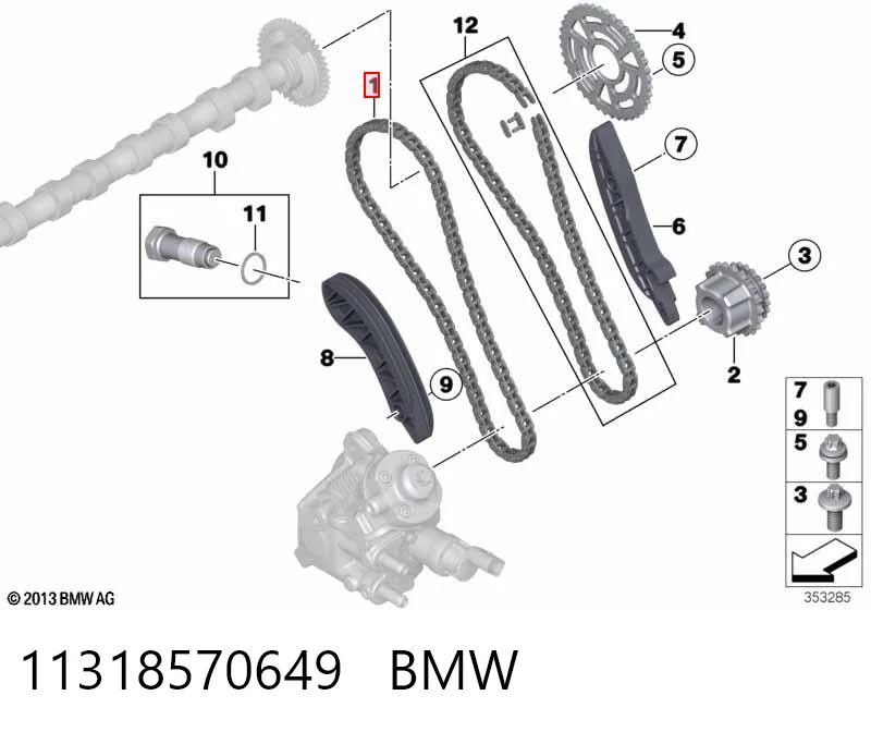 11318570649 BMW Cadeia superior do mecanismo de distribuição de gás