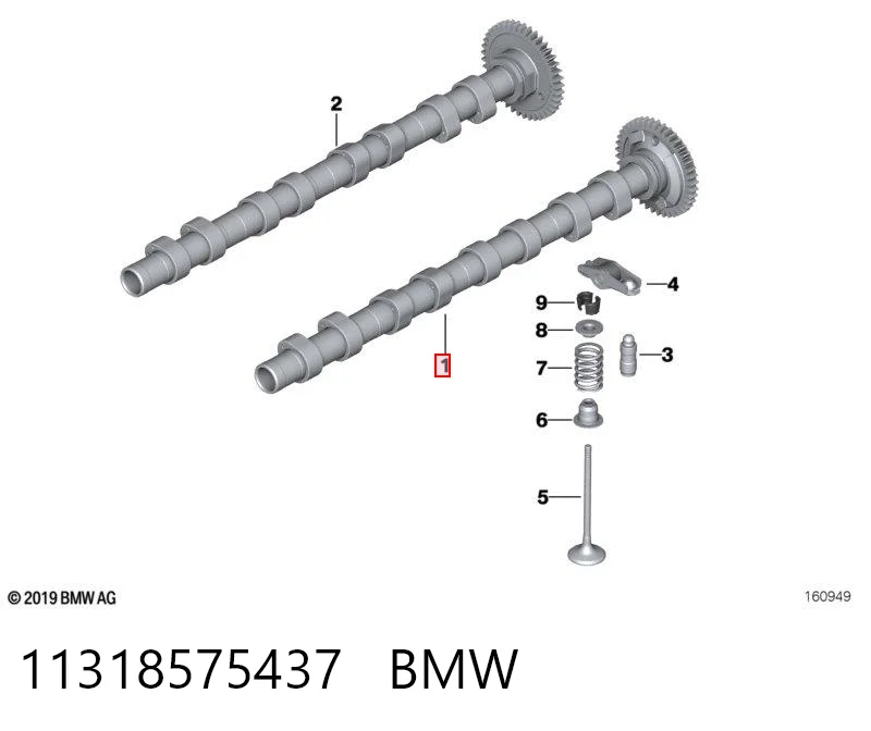 11318575437 BMW Árvore distribuidora de motor de admissão