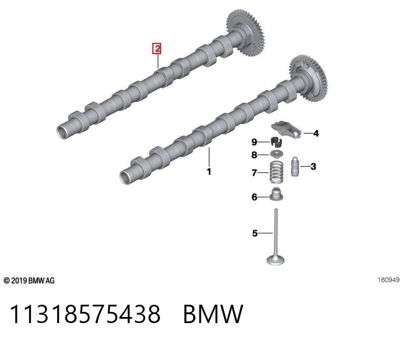 11318575438 BMW Árvore distribuidora de motor de escape