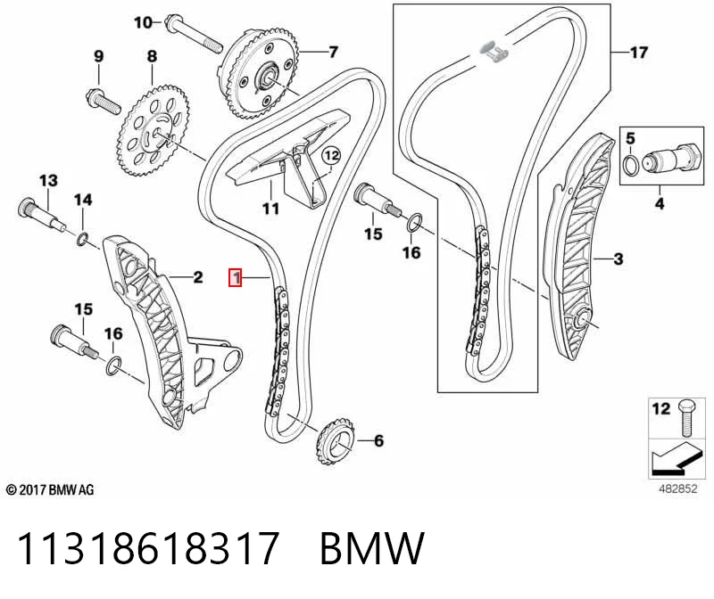 11318618317 BMW Cadeia do mecanismo de distribuição de gás