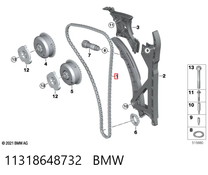 11318648732 BMW Cadeia do mecanismo de distribuição de gás