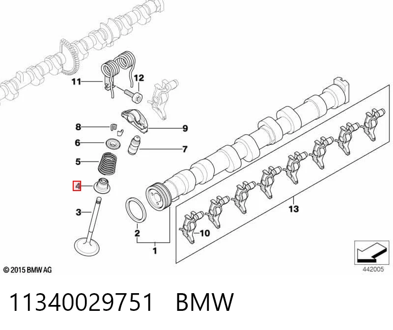 11340029751 BMW Vedação de válvula (coletor de óleo), admissão/escape, kit para um motor
