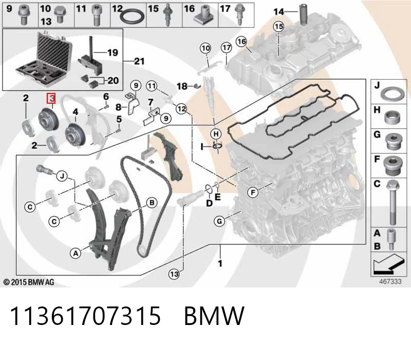 11361707315 BMW Engrenagem de cadeia de roda dentada da árvore distribuidora de escape de motor