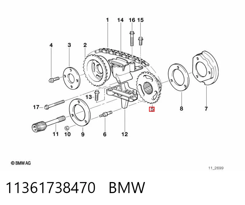 11361738470 BMW Engrenagem de cadeia de roda dentada da árvore distribuidora de admissão de motor