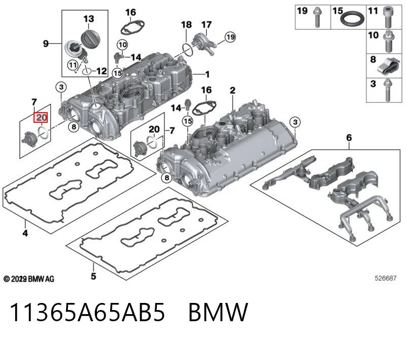 11365A65AB5 BMW Vedante de regulador das fases de distribuição de gás