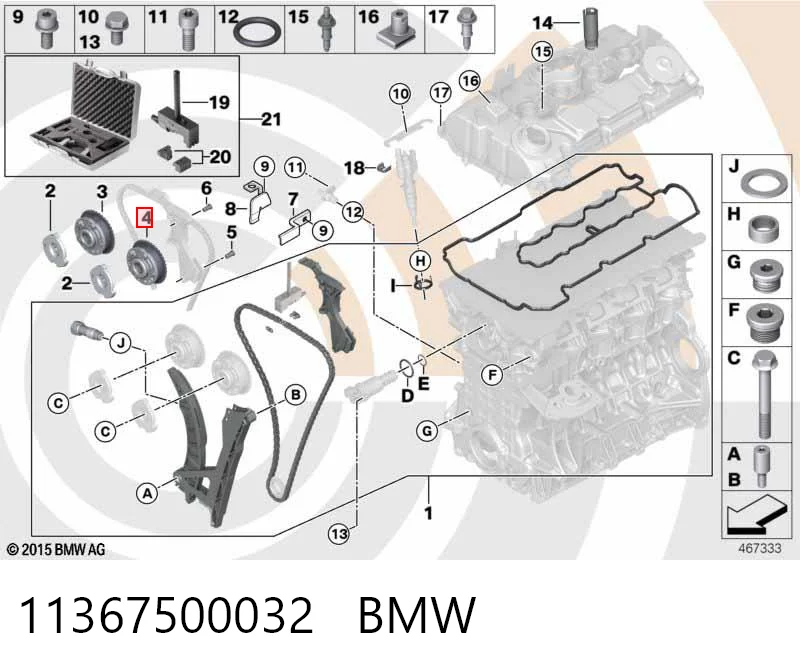 11367500032 BMW Engrenagem de cadeia de roda dentada da árvore distribuidora de admissão de motor