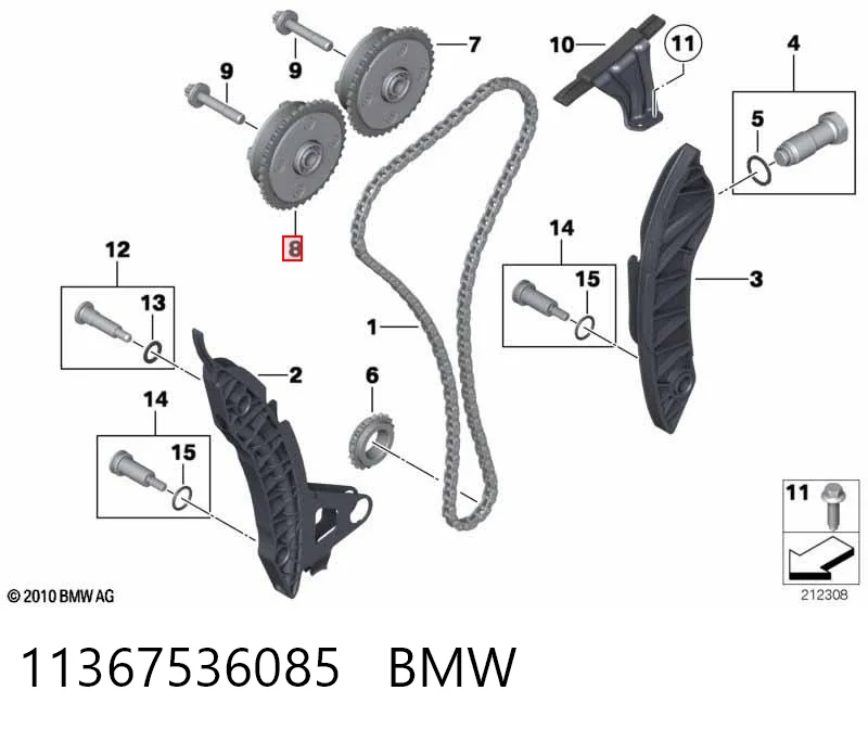 11367536085 BMW Engrenagem de cadeia de roda dentada da árvore distribuidora de escape de motor