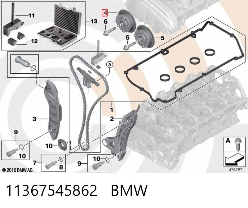 11367545862 BMW Engrenagem de cadeia de roda dentada da árvore distribuidora de admissão de motor