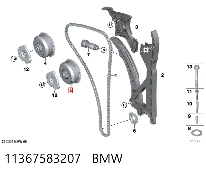 11367583207 BMW Engrenagem de cadeia de roda dentada da árvore distribuidora de admissão de motor