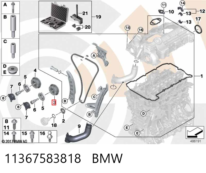 11367583818 BMW Engrenagem de cadeia de roda dentada da árvore distribuidora de admissão de motor