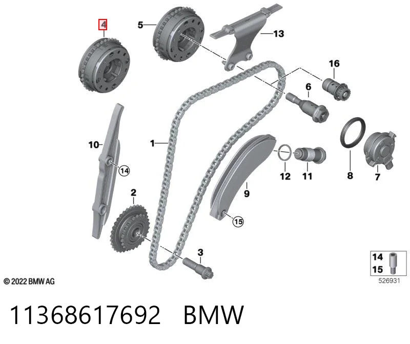 11368617692 BMW Engrenagem de cadeia de roda dentada da árvore distribuidora de admissão de motor