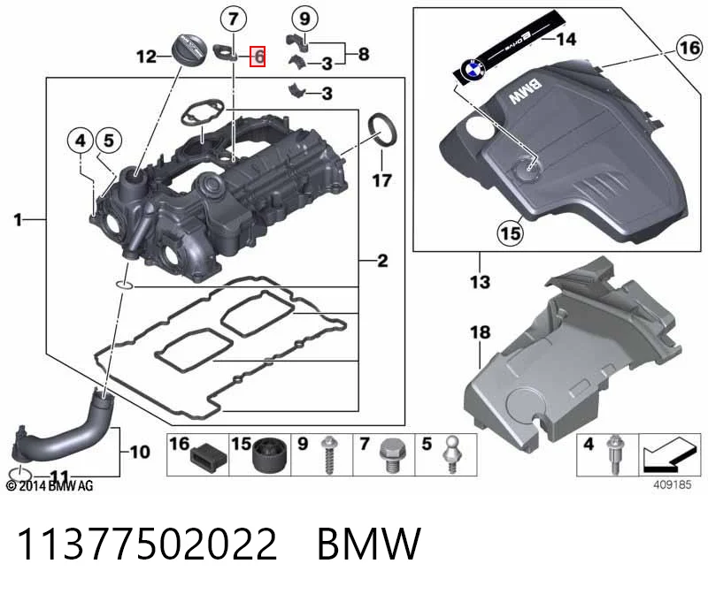 11377502022 BMW Vedante de tampa de válvulas de motor