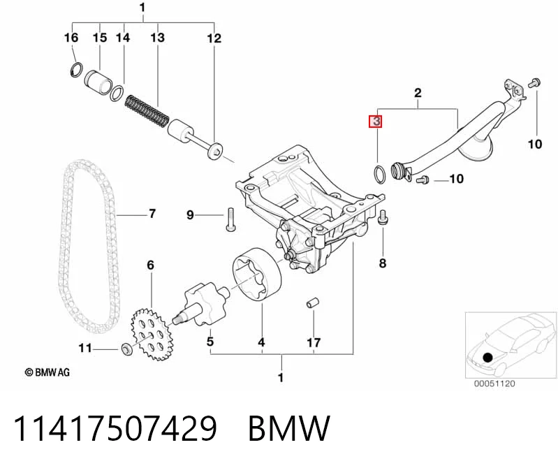 11417507429 BMW Vedante de receptor de óleo