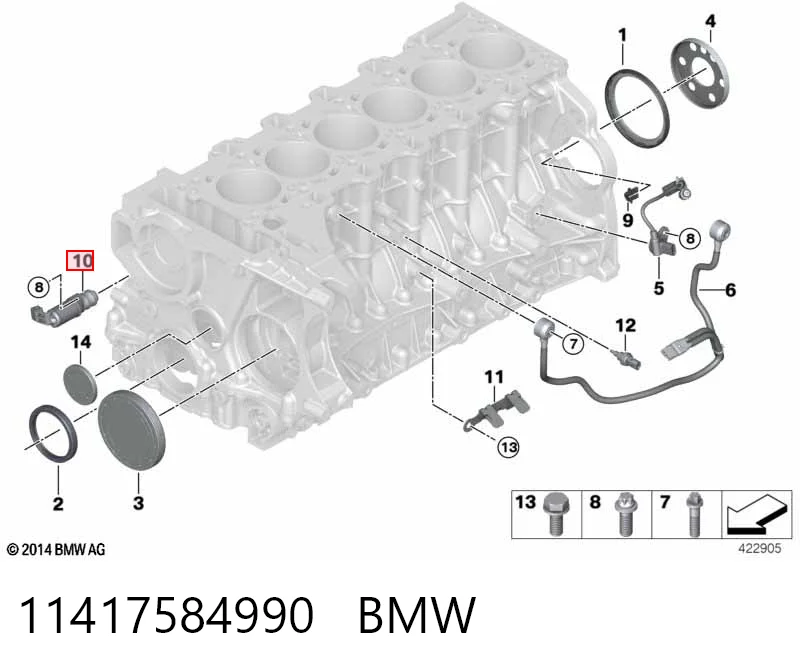 11417584990 BMW Válvula de regulação de pressão de óleo