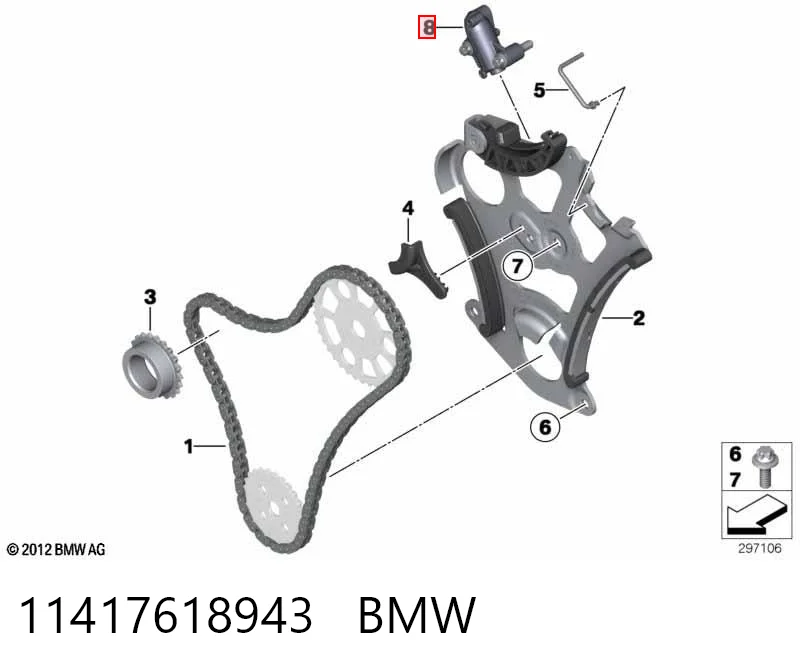 11417618943 BMW Reguladora de tensão da cadeia do mecanismo de distribuição de gás