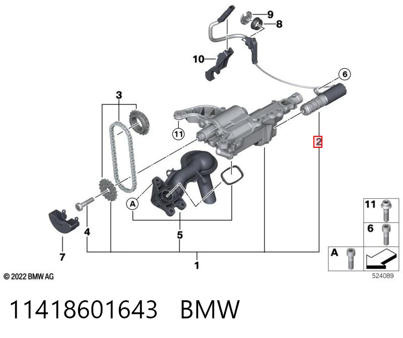 11418601643 BMW Válvula de regulação de pressão de óleo