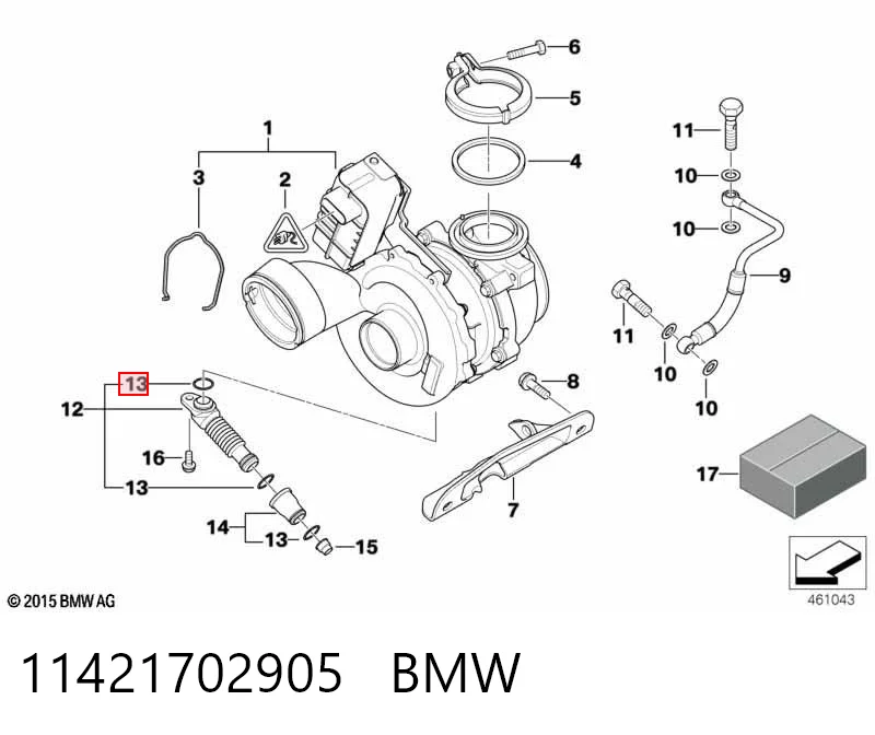 11421702905 BMW Vedante (anel) de mangueira de esfriamento de turbina, de retorno