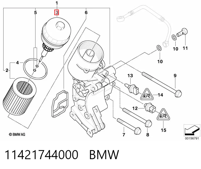 11421744000 BMW Tampa do filtro de óleo