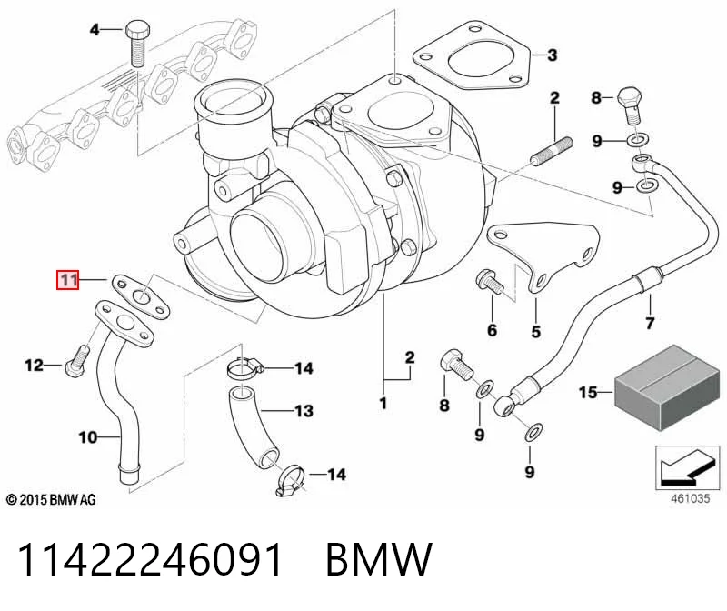 11422246091 BMW Vedante de mangueira de derivação de óleo de turbina