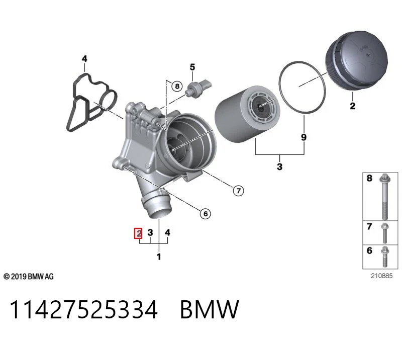 11427525334 BMW Tampa do filtro de óleo