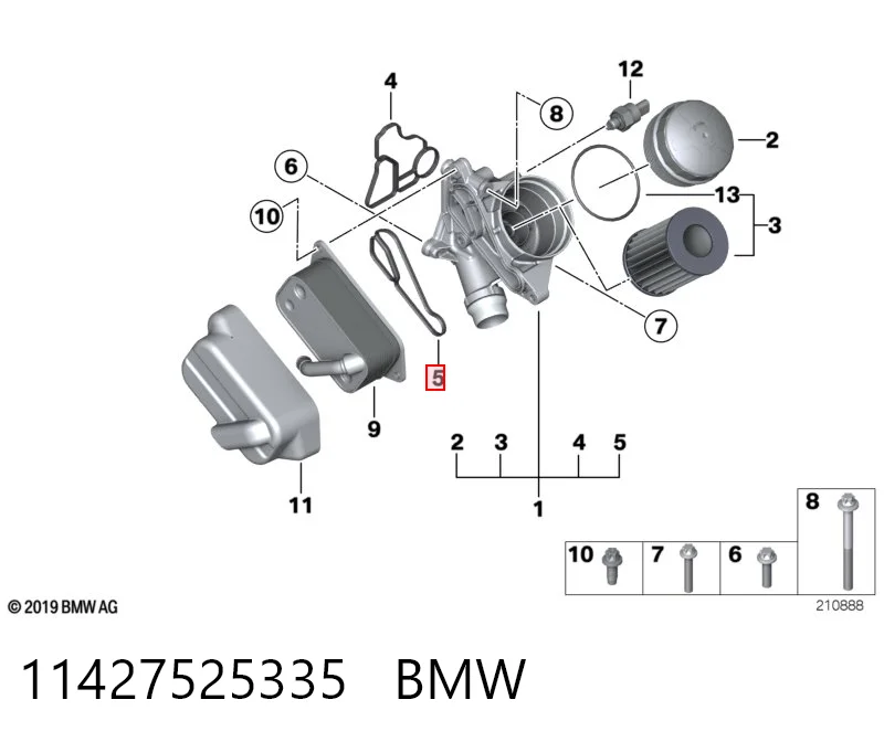 11427525335 BMW Vedante de adaptador do filtro de óleo