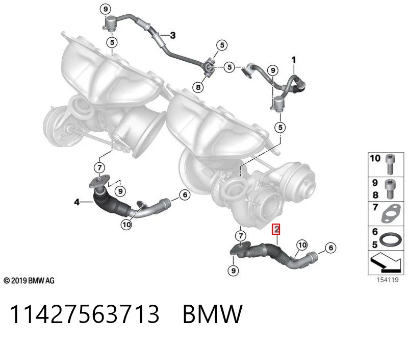 11427563713 BMW Tubo (mangueira) de derivação de óleo de turbina