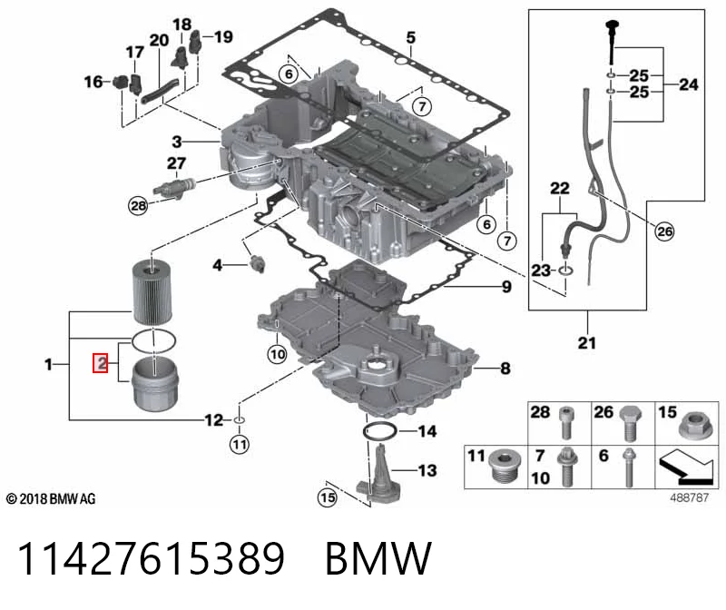 11427615389 BMW Tampa do filtro de óleo