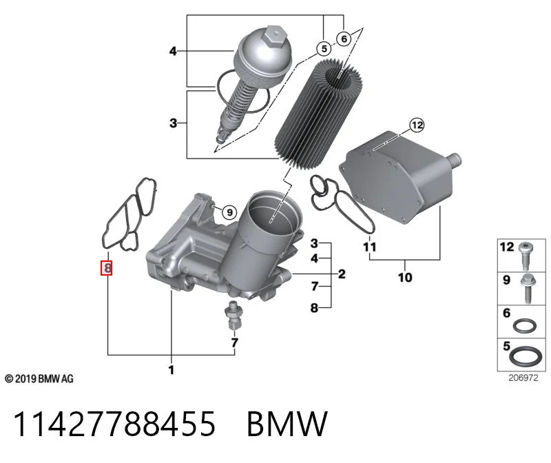 11427788455 BMW Vedante de adaptador do filtro de óleo