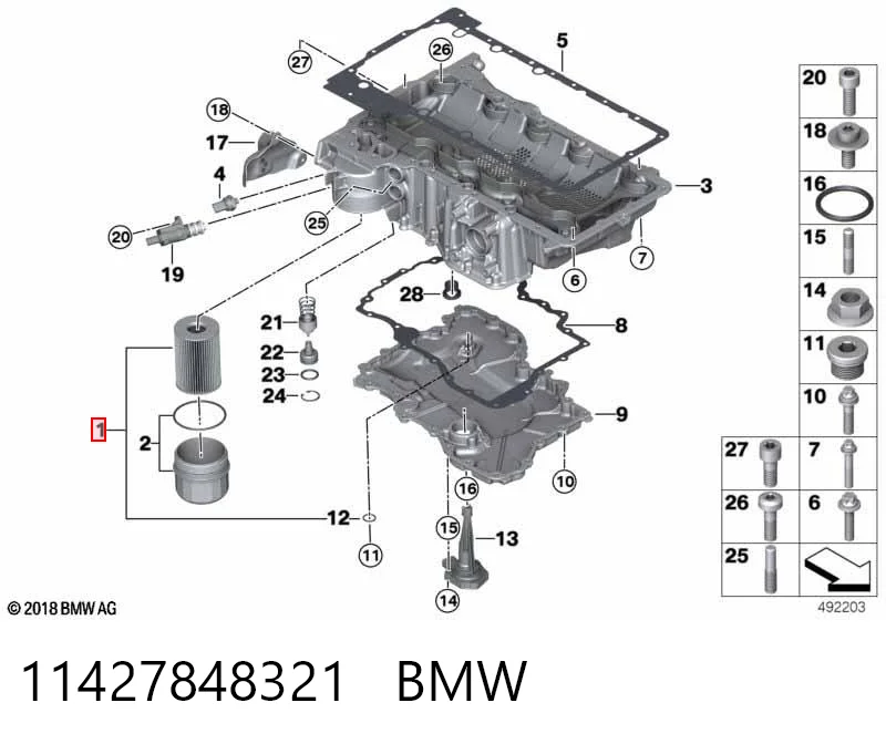 11427848321 BMW Filtro de óleo
