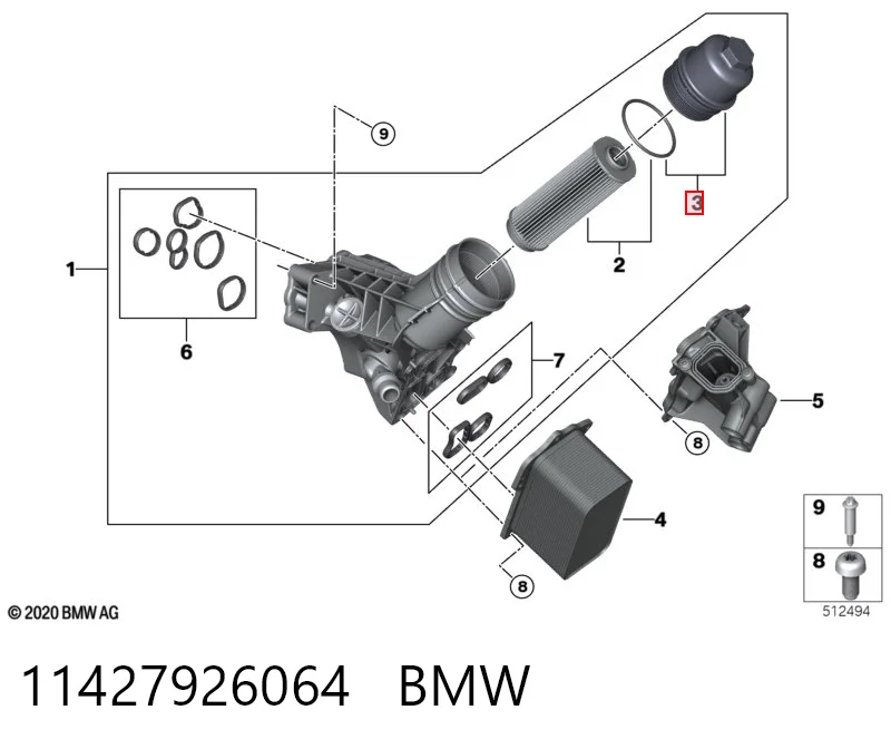 11427926064 BMW Tampa do filtro de óleo