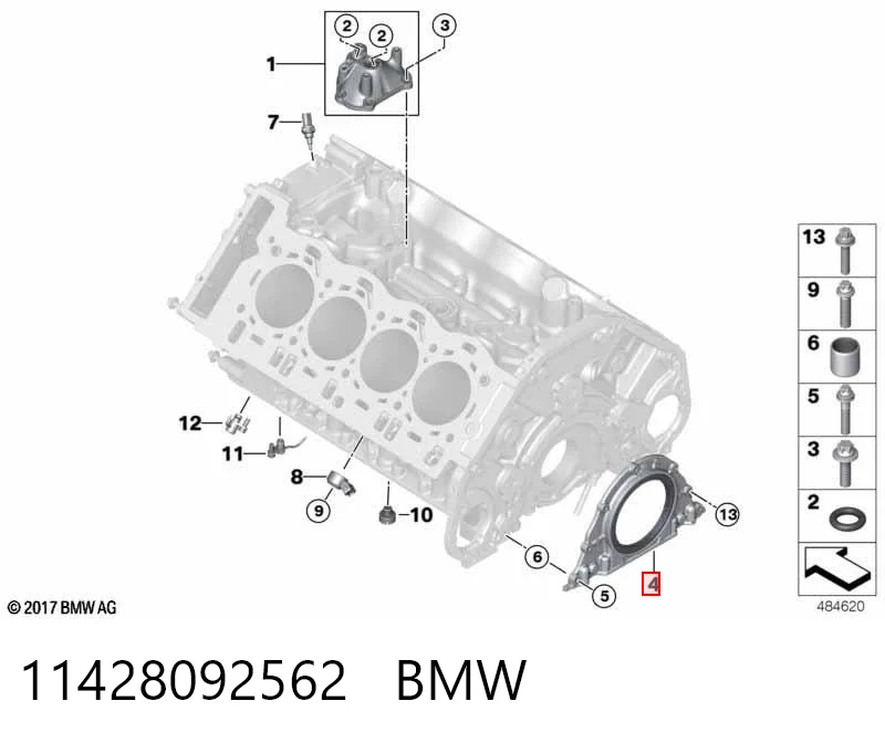 11428092562 BMW Vedação traseira de cambota de motor