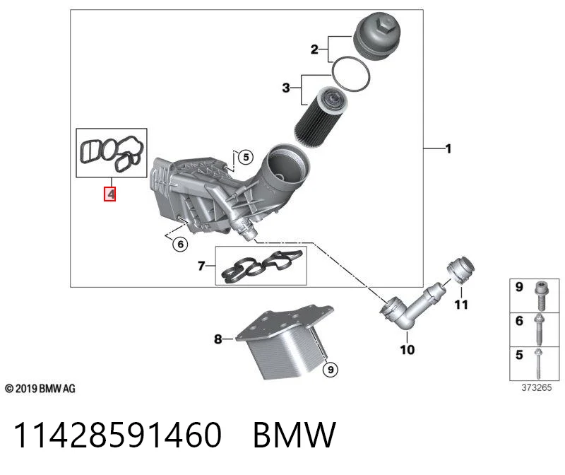 11428591460 BMW Vedante de adaptador do filtro de óleo