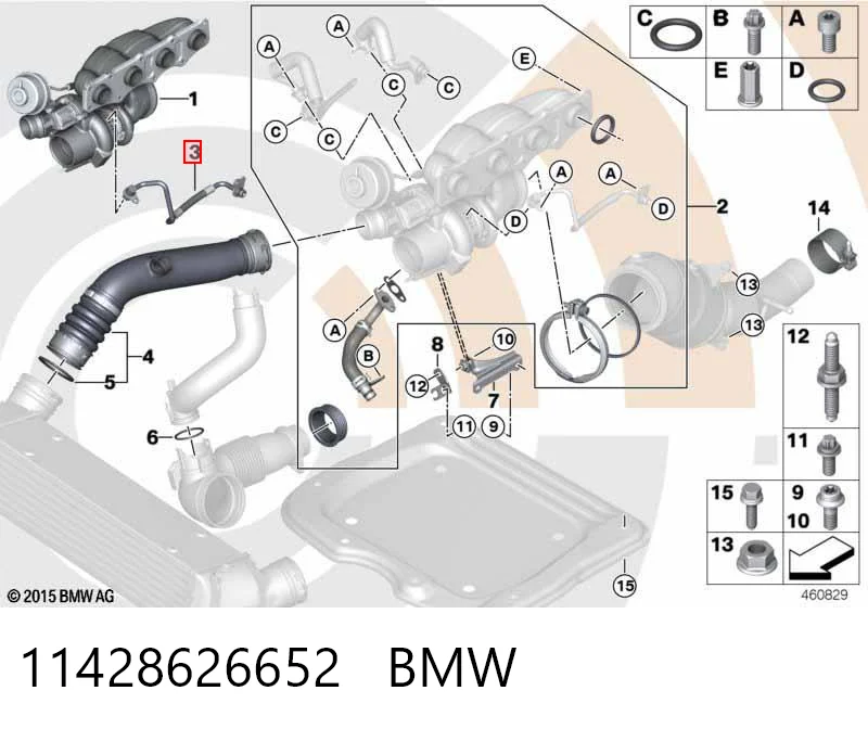 11428626652 BMW Tubo (mangueira) de fornecimento de óleo de turbina