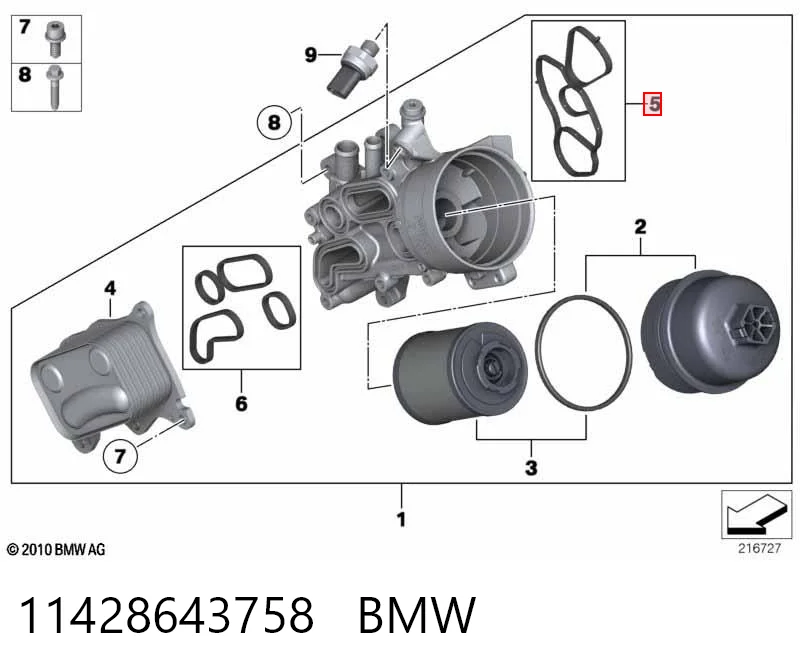 11428643758 BMW Vedante de adaptador do filtro de óleo