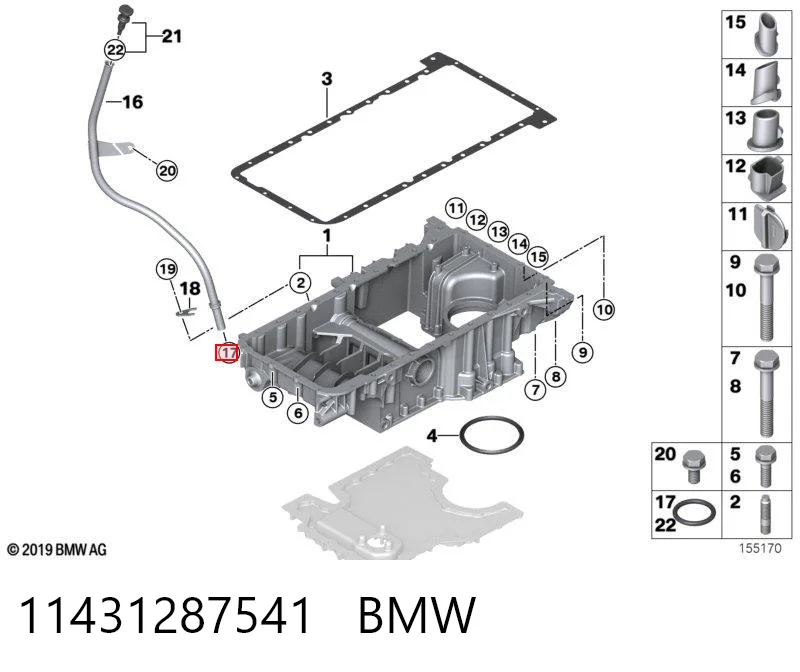 11431287541 BMW Anel de vedação da sonda de óleo