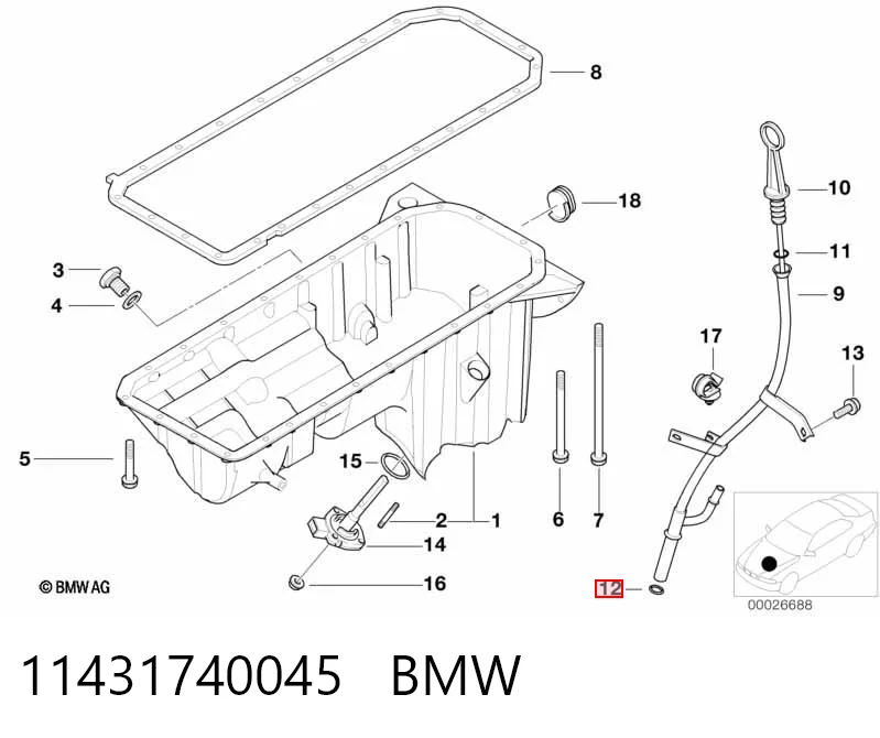 11431740045 BMW Vedação de bomba de óleo de motor