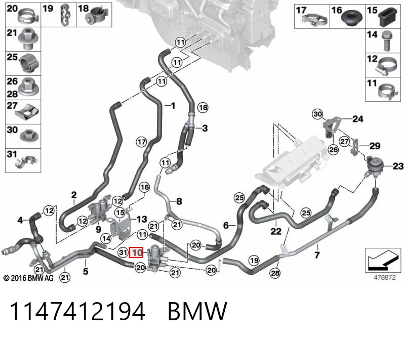 1147412194 BMW Válvula de regulação do fluido de esfriamento