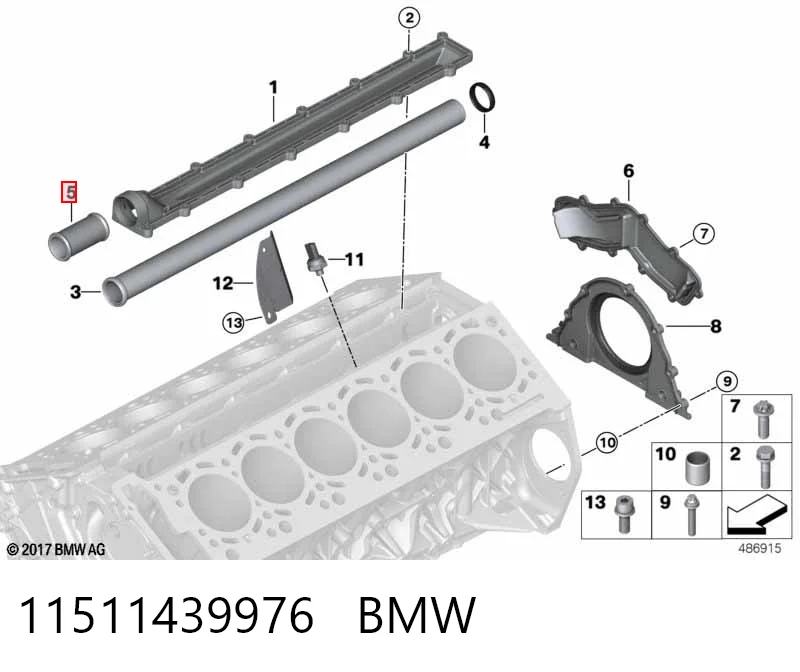 11511439976 BMW Mangueira (cano derivado) de bomba de água de admissão