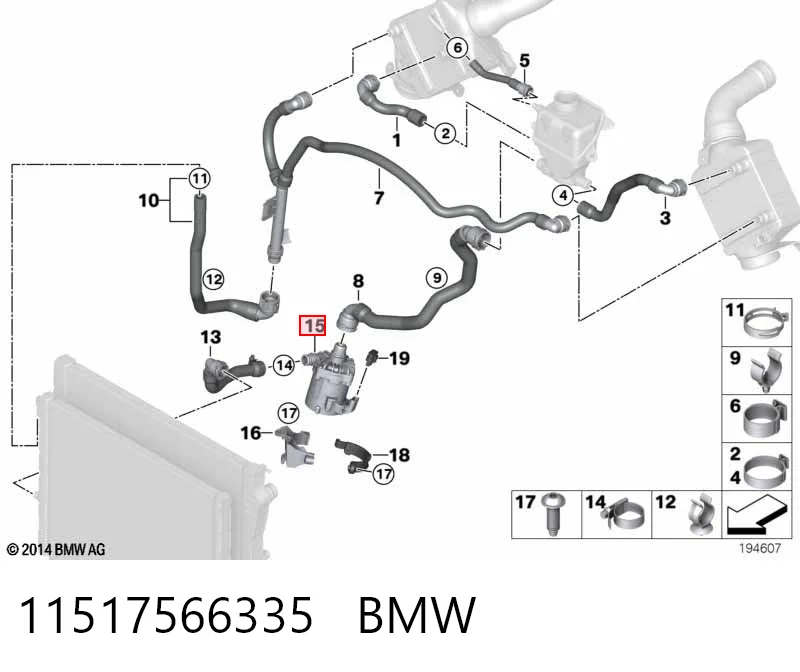 11517566335 BMW Bomba de água (bomba) de esfriamento, adicional elétrica