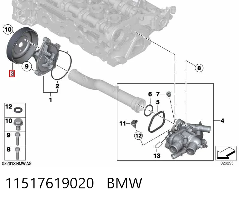11517619020 BMW Polia da bomba de água