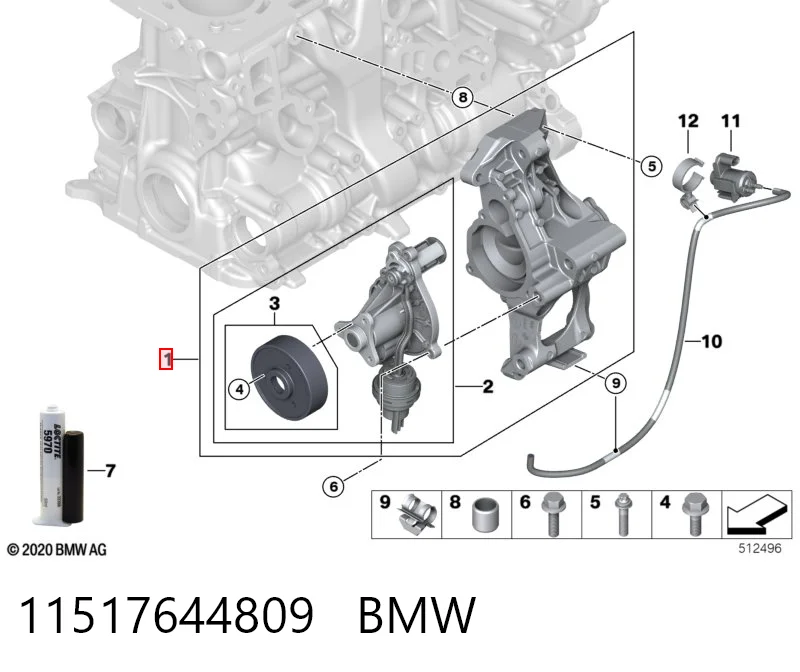 11517644809 BMW Bomba de água (bomba) de esfriamento, montada com caixa