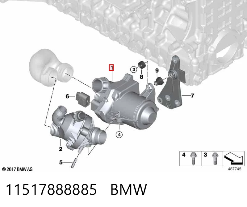 11517888885 BMW Bomba de água (bomba) de esfriamento