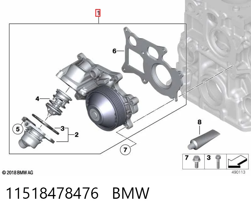 11518478476 BMW Bomba de água (bomba) de esfriamento