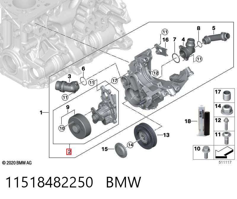 11518482250 BMW Bomba de água (bomba) de esfriamento