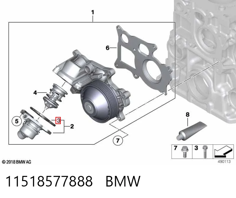 11518577888 BMW Vedante de bomba de água